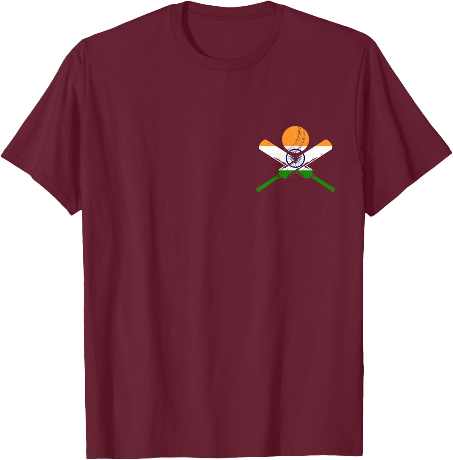Indian Flag Cricket Bat Ball India T-Shirt - T-Shirt | Maroon