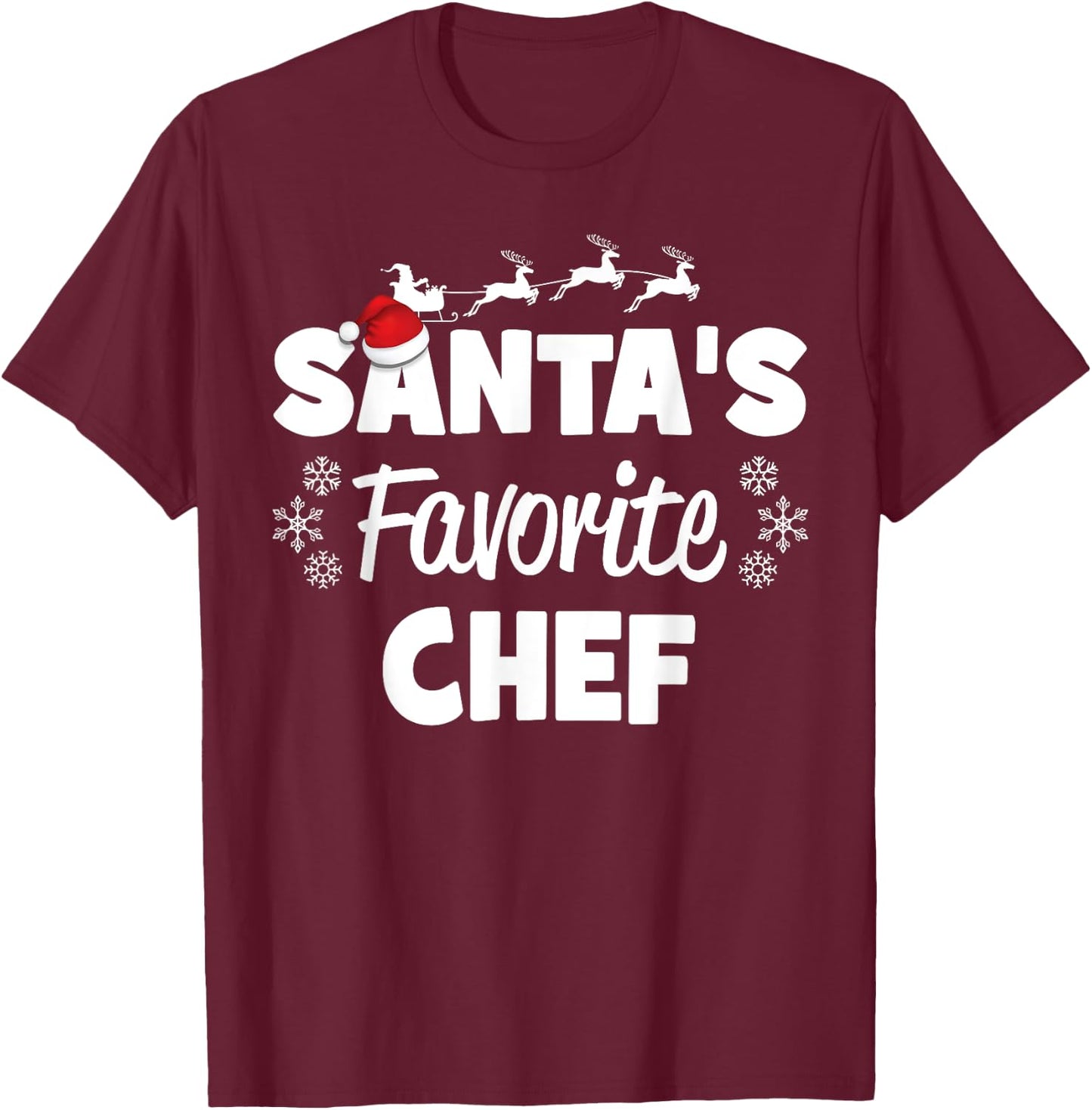 Santa's Favorite Chef Funny Christmas Matching T-Shirt - T-Shirt | Maroon