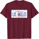 Los Angeles California License Plate T-Shirt - T-Shirt | Maroon