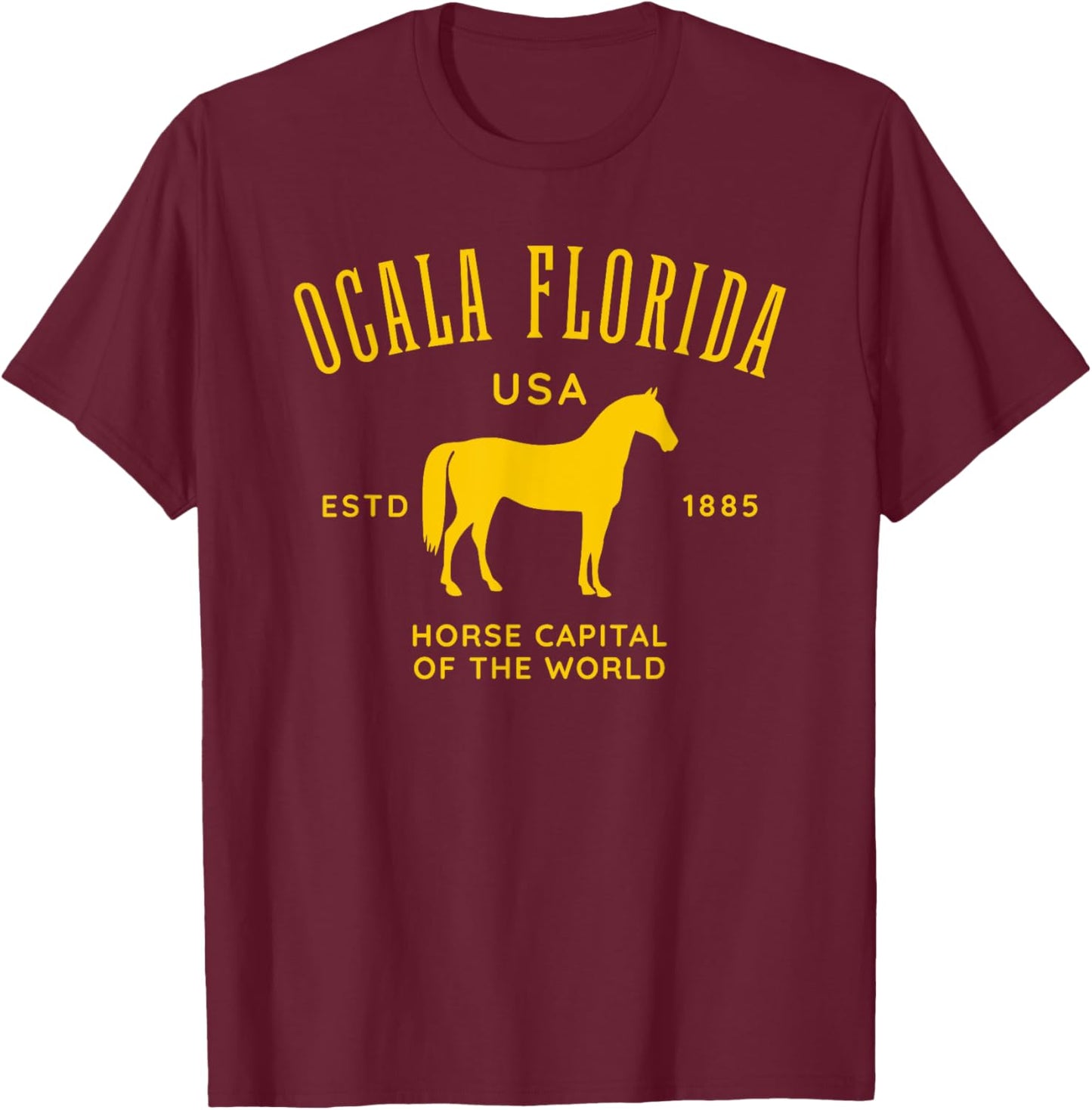 Ocala Florida USA Horse Capital Vintage Equestrian Design T-Shirt - T-Shirt | Maroon
