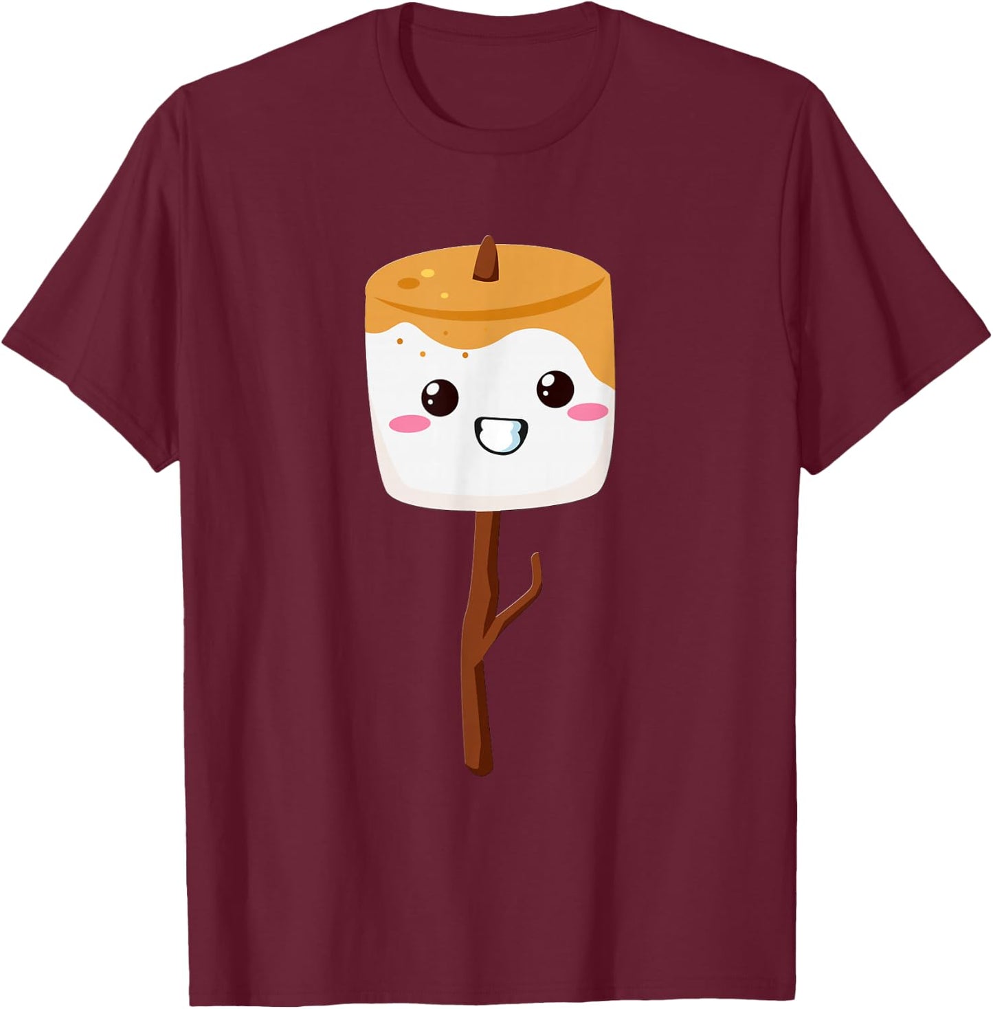 Kawaii Halloween Group Costume S'mores Marshmallow Sticks T-Shirt - T-Shirt | Maroon