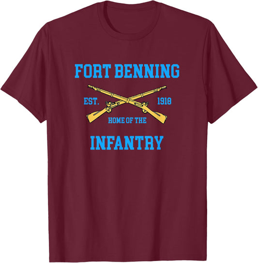 Army Fort Benning Est.1918 Home of the Infantry Grunt T-Shirt - T-Shirt | Maroon