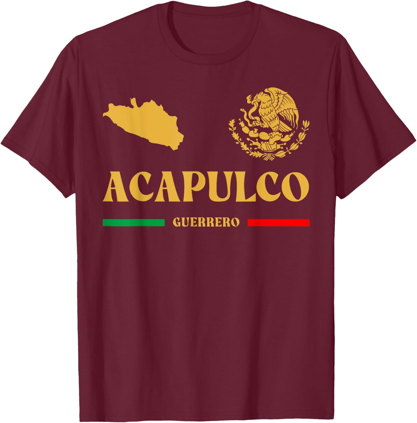 Acapulco Emblem, Acapulco Guerrero, Acapulco T-Shirt - T-Shirt | Maroon