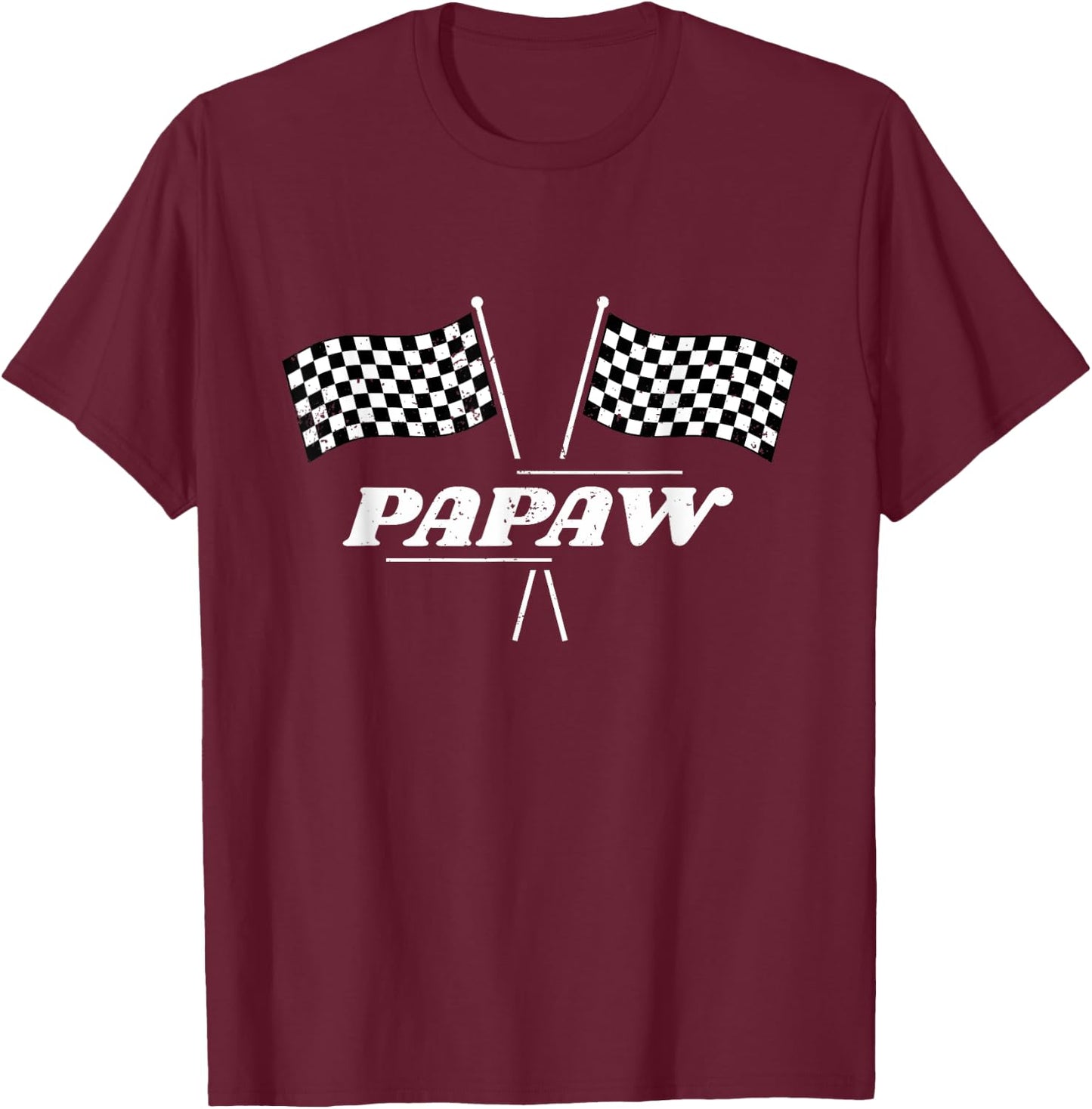Pit Crew Papaw Racing Car Family Matching Birthday Party T-Shirt - T-Shirt | Maroon