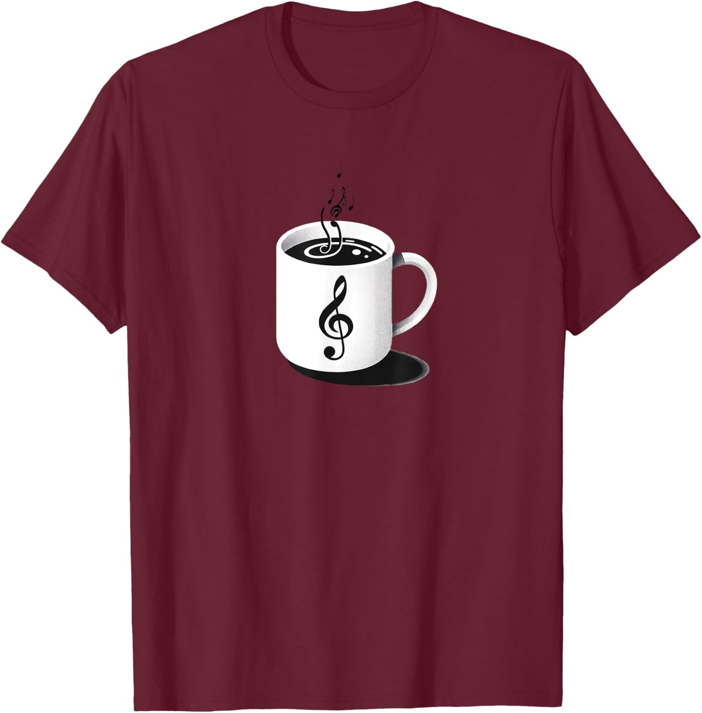 Minimalist Musical Coffee Music Teacher Brew Clef Note T-Shirt - T-Shirt | Maroon