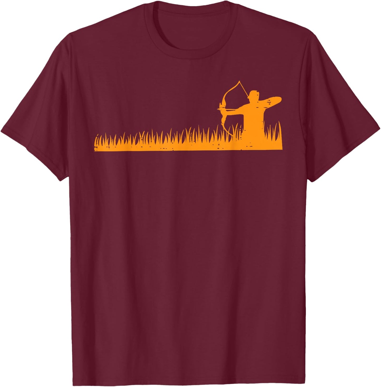Bow Hunting Archer in Grass Archery Hunter Men Women Kids T-Shirt - T-Shirt | Maroon