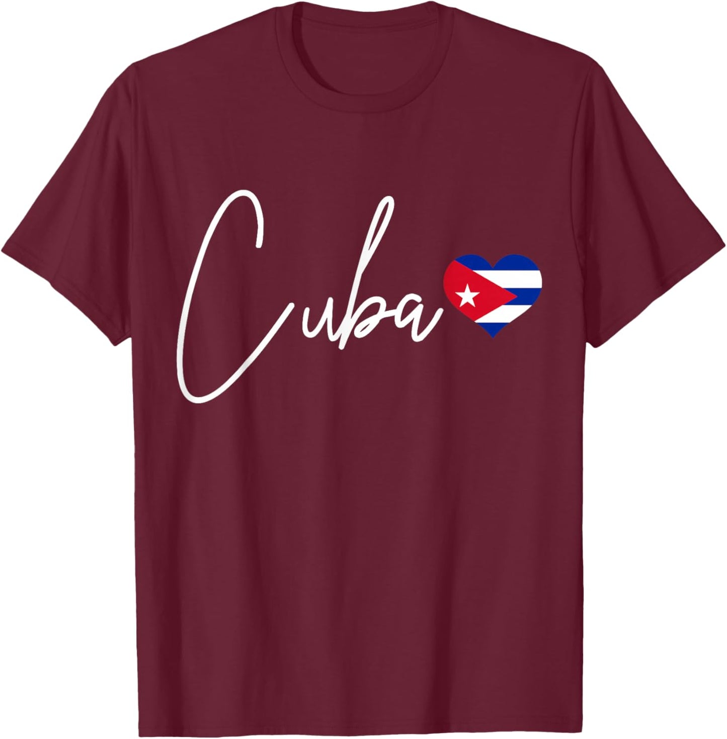 Cuba Heart Pride Cuban Flag T-Shirt - T-Shirt | Maroon