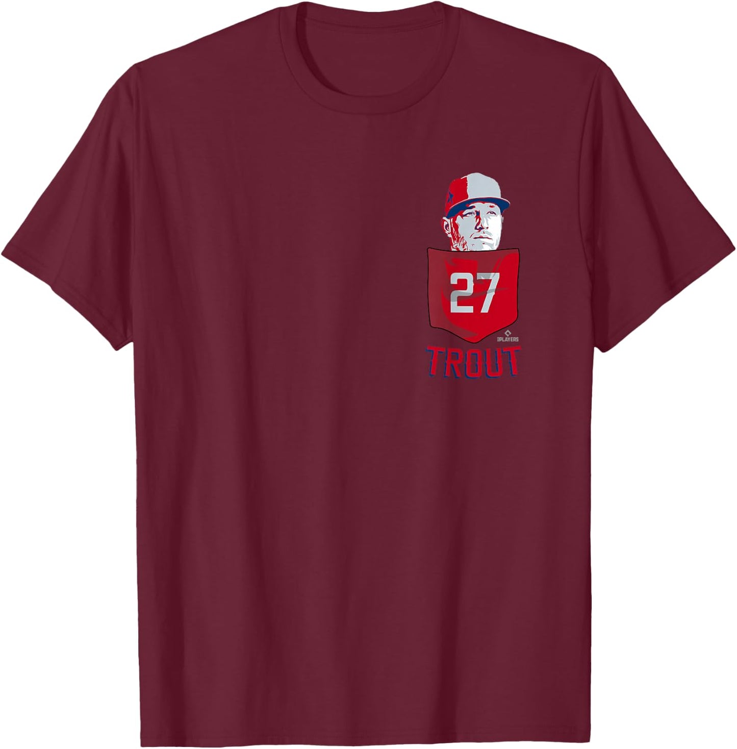 Mike Trout Los Angeles Baseball Pocket MLBPA T-Shirt - T-Shirt | Maroon
