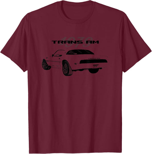 VINTAGE 1979 TRANS AM AMERICAN MUSCLE CARS, 70s CLASSIC CARS T-Shirt - T-Shirt | Maroon