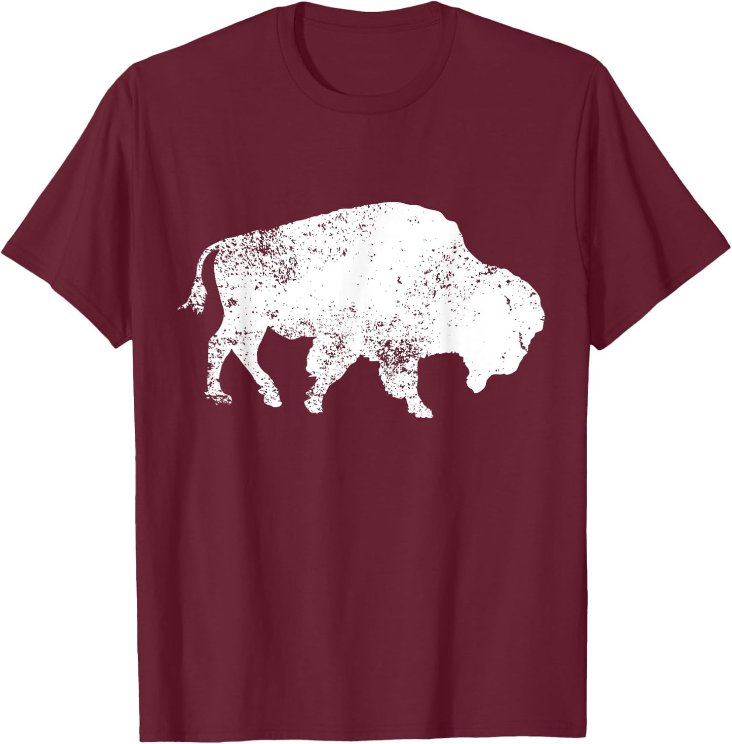 Vintage Buffalo Bison Print Design Distressed Bison T-Shirt - T-Shirt | Maroon