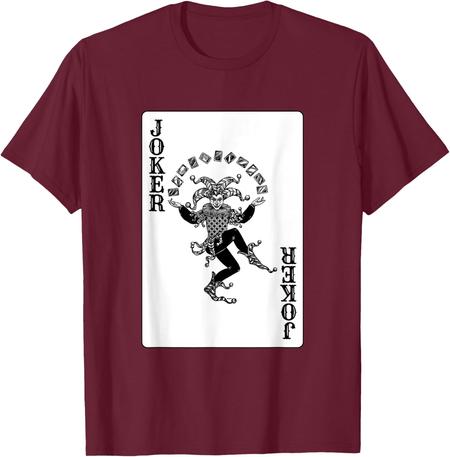 Joker Casino Poker Card Games Playing Cards Black Jack T-Shirt - T-Shirt | Maroon