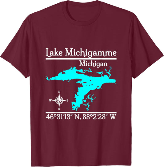 Lake Michigamme, Michigan T-Shirt - T-Shirt | Maroon