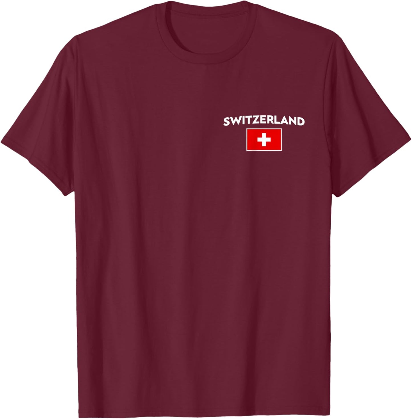 Switzerland Flag Suisse Swiss Schweiz White Red T-Shirt - T-Shirt | Maroon