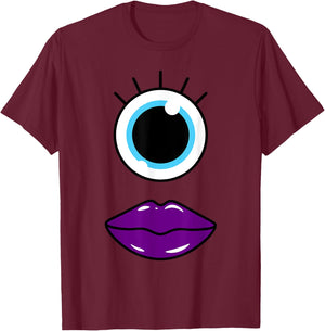 Funny Cute Goth Monster Face Eyeball Easy Halloween Costume T-Shirt - T-Shirt | Maroon