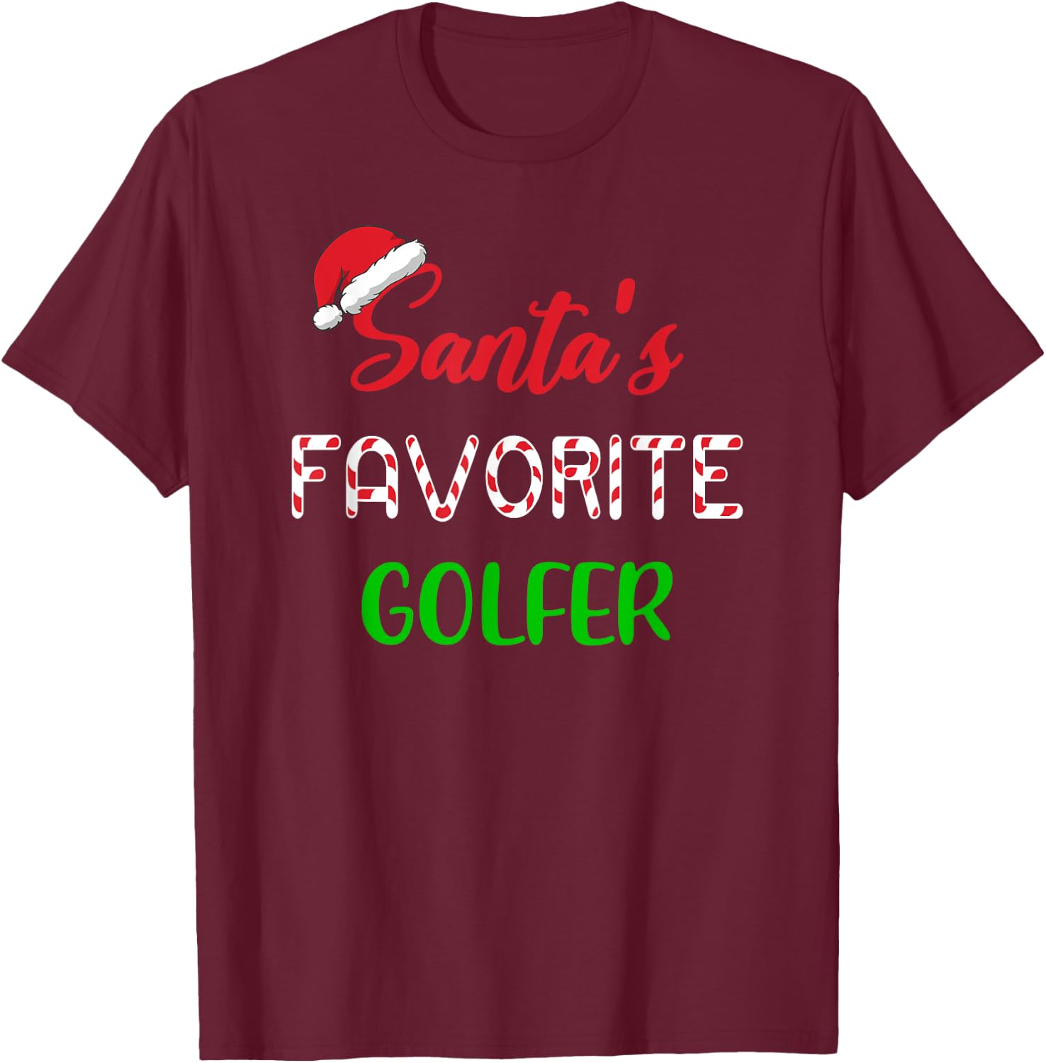 Santas Favorite Golfer Gift Funny Golf Christmas T-Shirt - T-Shirt | Maroon