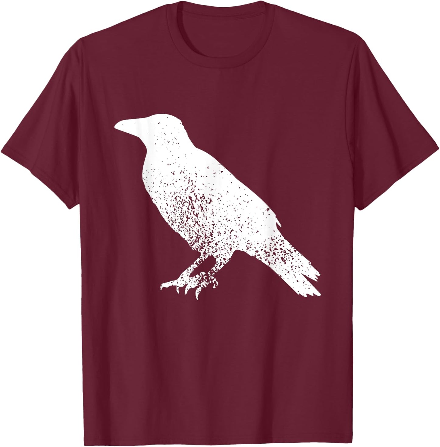 Distressed Crow Bird Print Raven Vintage Bird T-Shirt - T-Shirt | Maroon