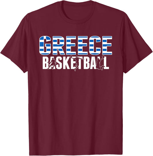 Greece Basketball Lovers Jersey Support Greek Baller Team T-Shirt - T-Shirt | Maroon