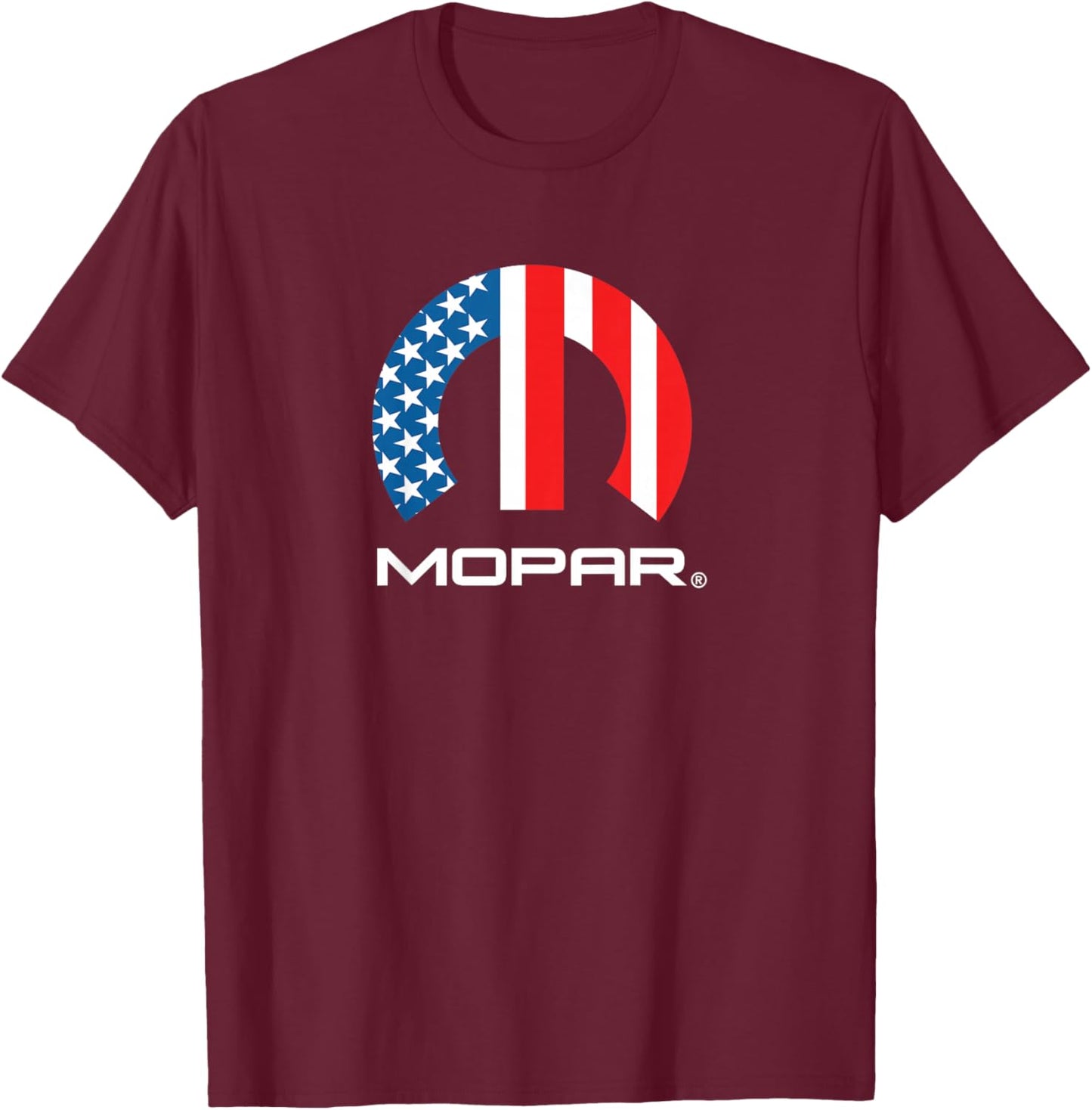 Mopar American Flag White Logo T-Shirt - T-Shirt | Maroon