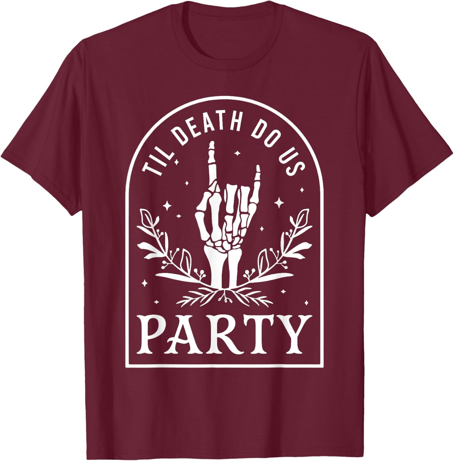Til Death Do Us Party Retro Halloween Bachelorette Matching T-Shirt - T-Shirt | Maroon