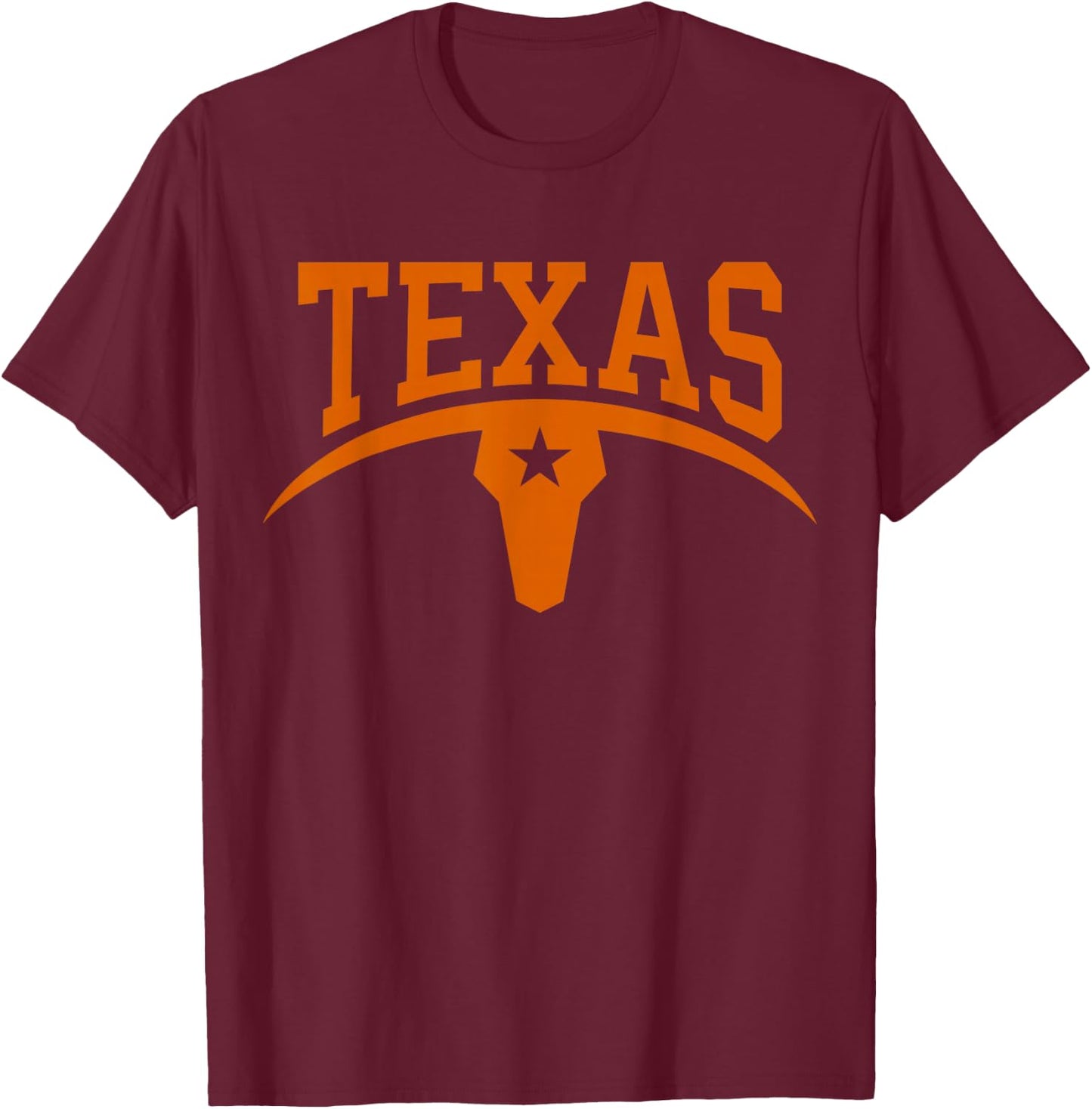 Texas T Shirt Women Men Kids Orange Graphic TX Bull T-Shirt - T-Shirt | Maroon