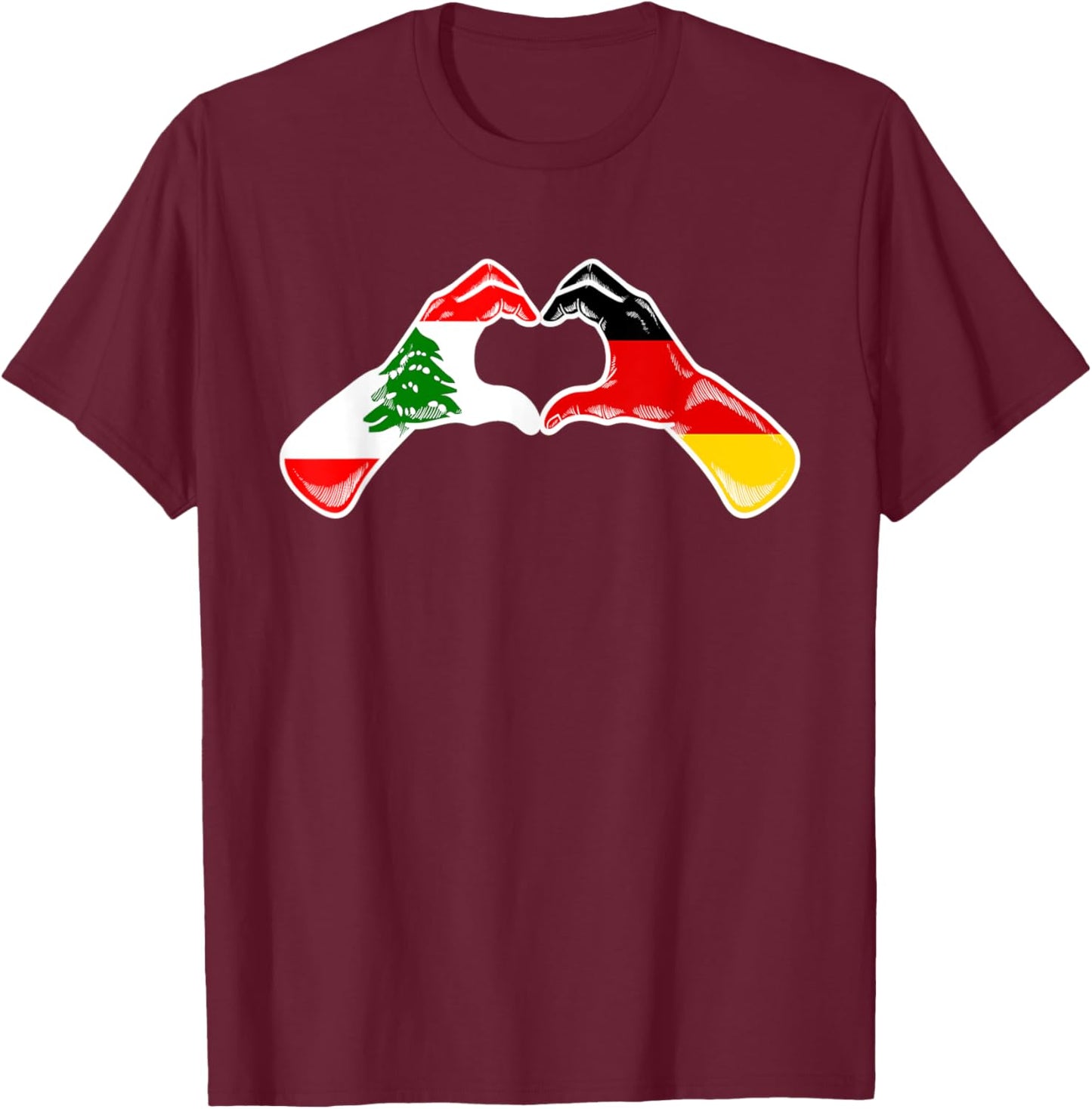 lebanon Germany Flag - lebanese German Heart T-Shirt - T-Shirt | Maroon
