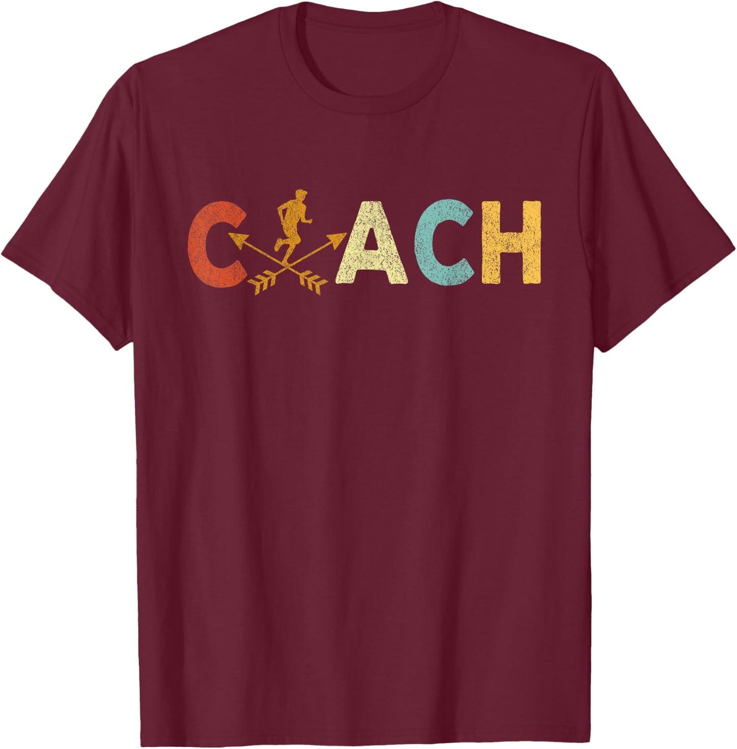 Cross Country Coach Cross Country Running Coach Runner Retro T-Shirt - T-Shirt | Maroon