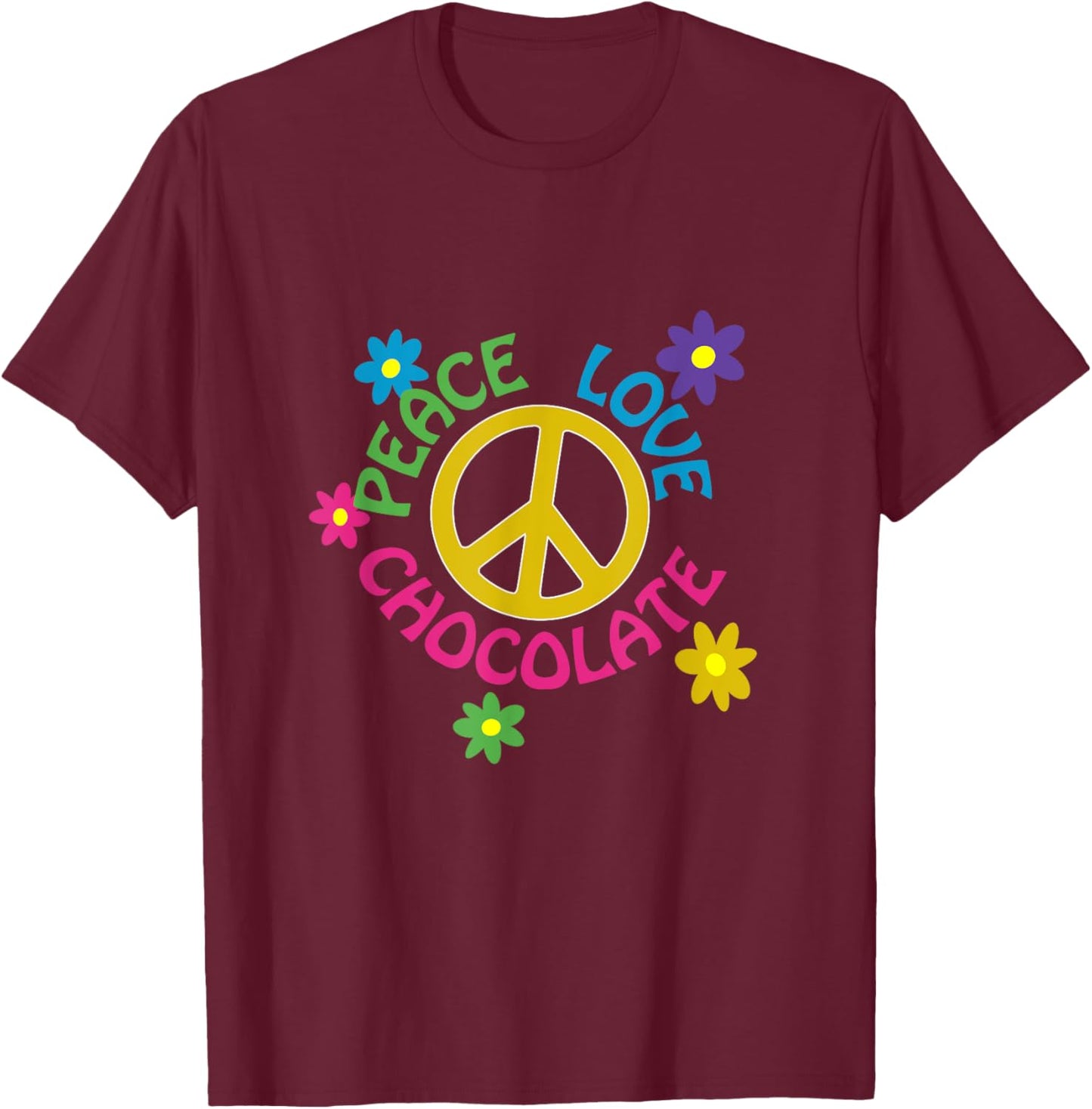 Peace Love Chocolate T-Shirt - T-Shirt | Maroon