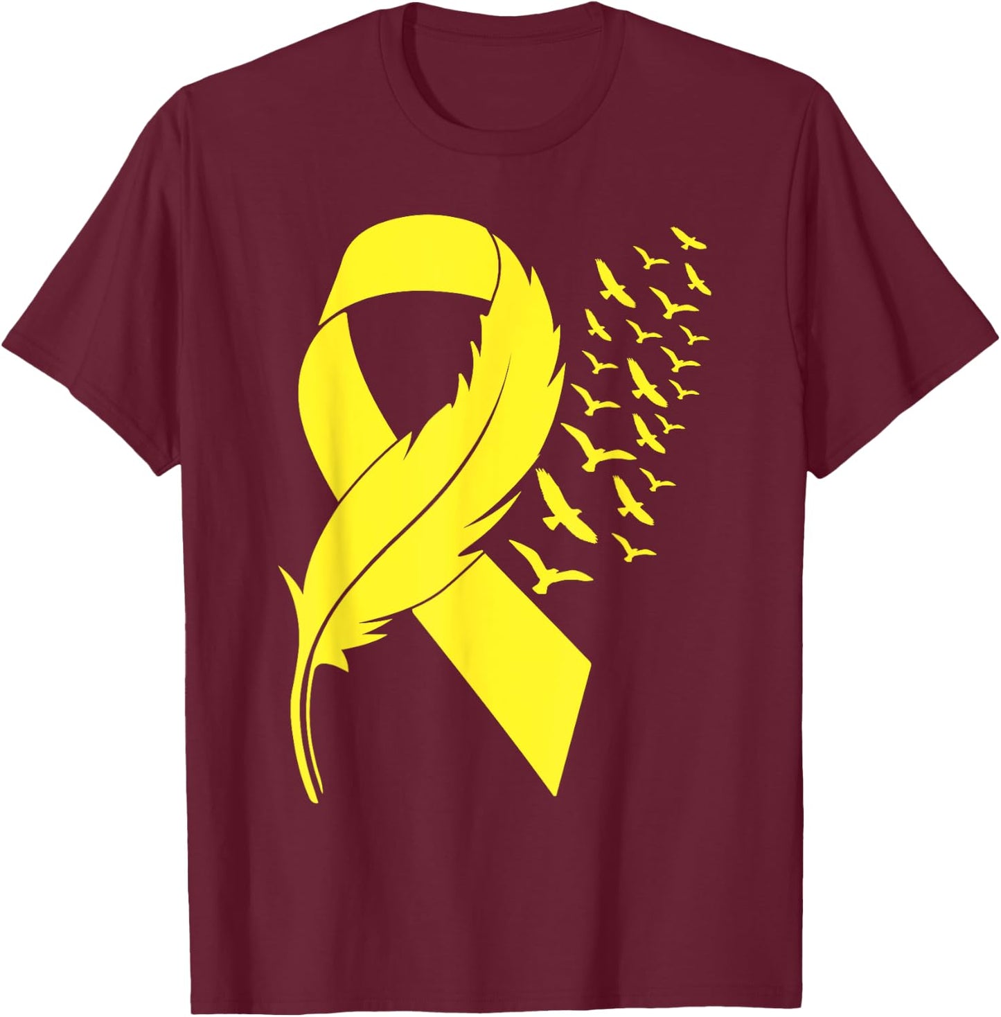 Spina Bifida Awareness Yellow Ribbon T-Shirt - T-Shirt | Maroon