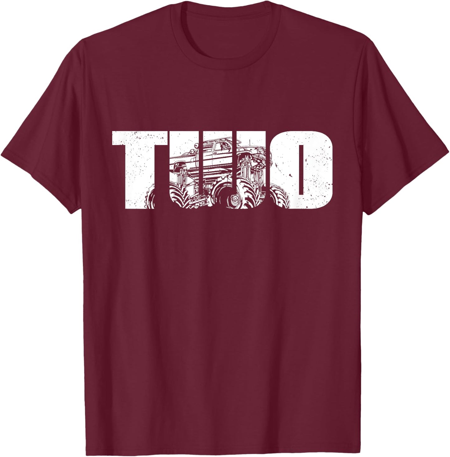 2 Year Old Shirt 2nd Birthday Monster Truck Boys Girls Kid T-Shirt - T-Shirt | Maroon