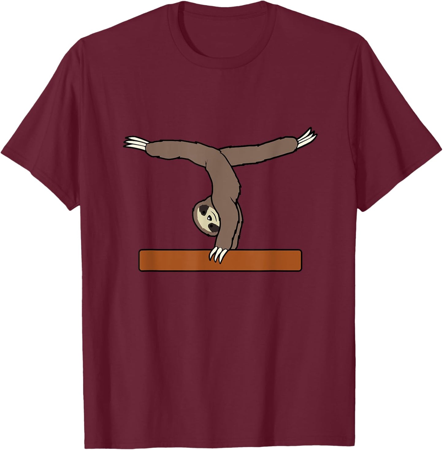 Cute Sloth Performing Gymnastics Ironic Gymnast T-Shirt - T-Shirt | Maroon