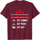 In Case Of Fire Git Commit Git Push Git Out Programmer Coder T-Shirt - T-Shirt | Maroon