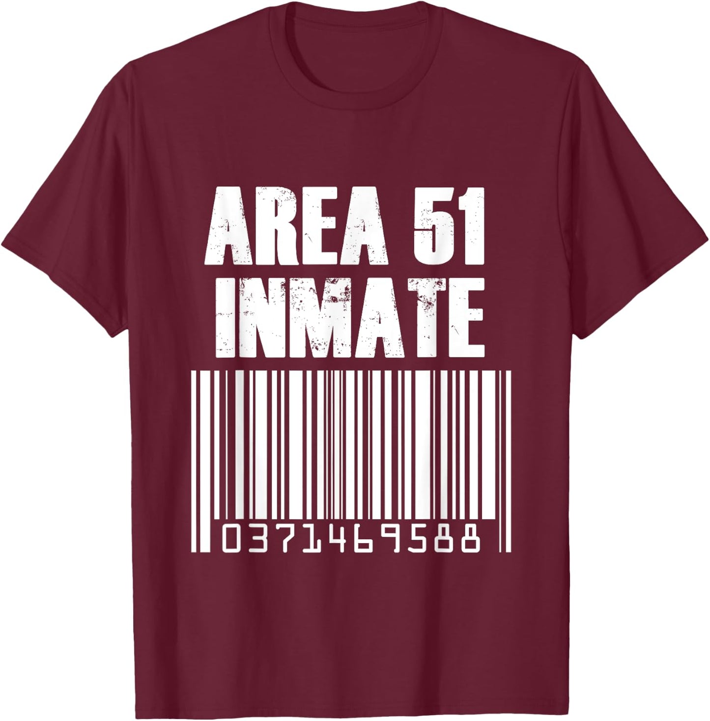 Area 51 Inmate Costume Alien Jail Barcode T-Shirt - T-Shirt | Maroon