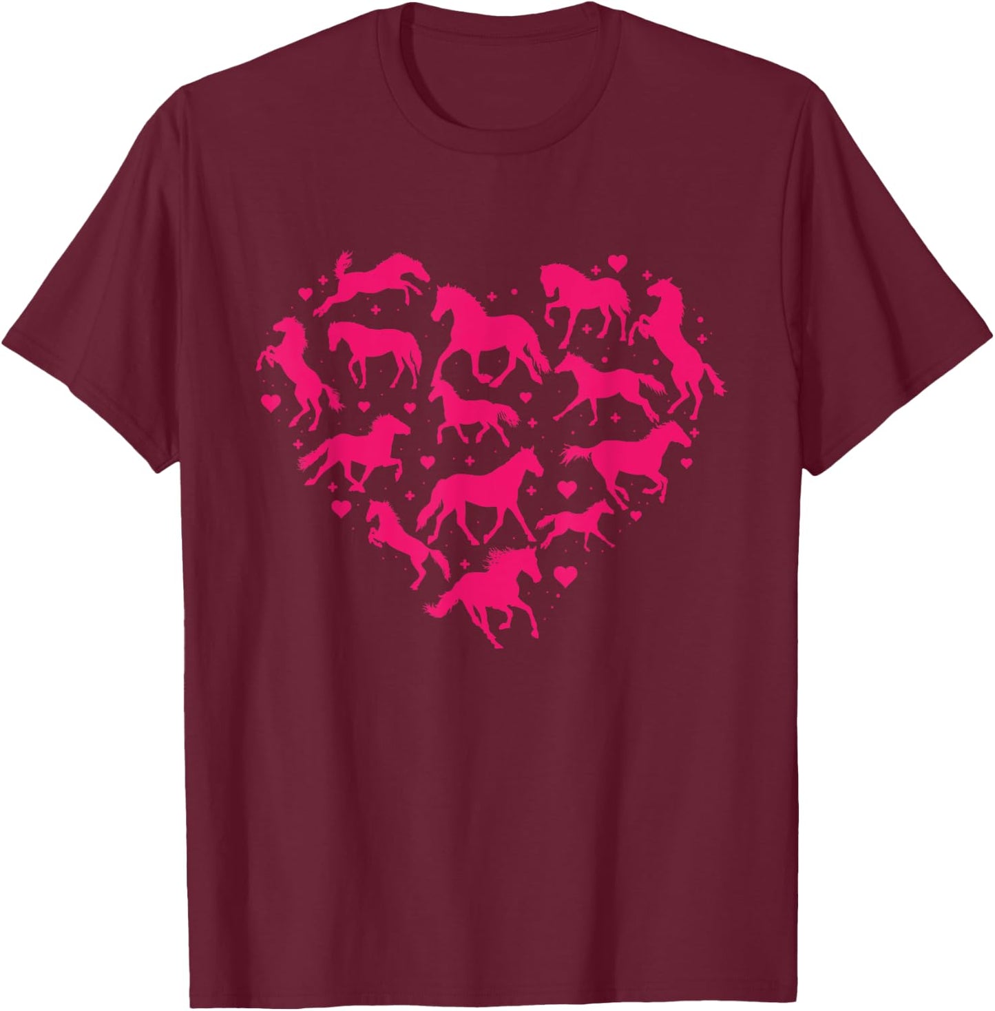 Valentines Horses - Valentines Day Horse Animal Equestrian T-Shirt - T-Shirt | Maroon