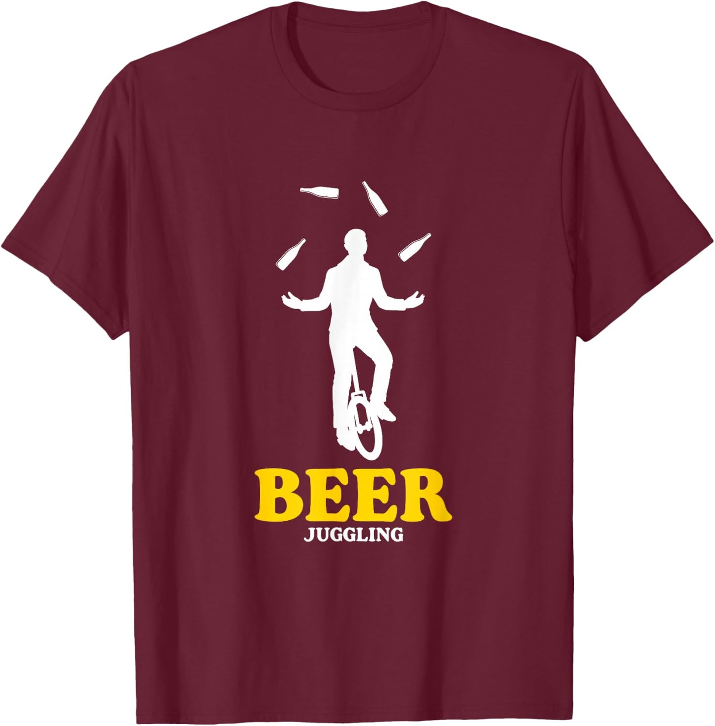 Funny Beer Juggling | Beer Bottles Juggler T-Shirt - T-Shirt | Maroon