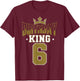 Birthday King 6 Bday Party Celebration 6th Royal Theme T-Shirt - T-Shirt | Maroon