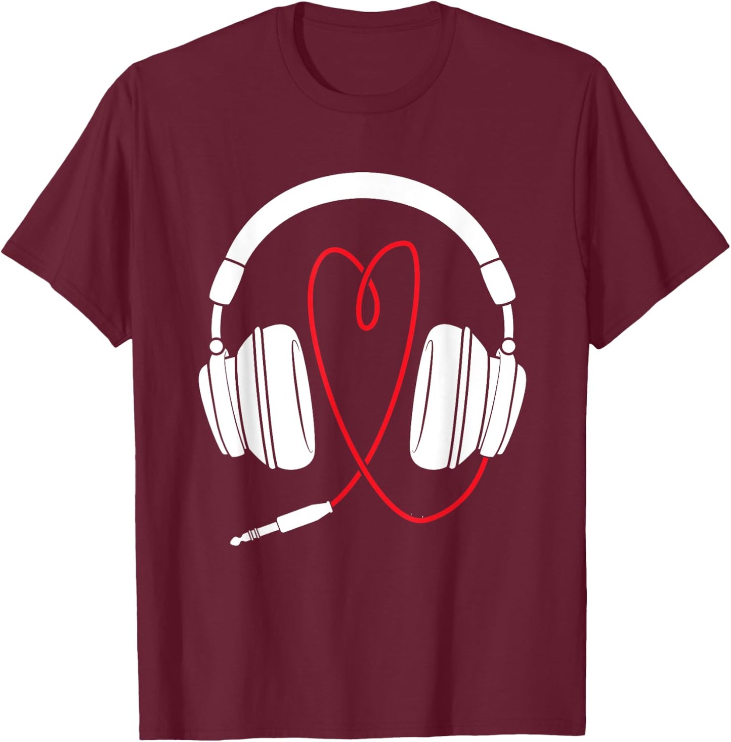Beautiful Artsy Headohones Design - Music Love -head Phones T-Shirt - T-Shirt | Maroon