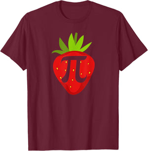 Funny strawberry Pi for Mathematics math teacher pi Day Men Women Kids T-Shirt - T-Shirt | Maroon