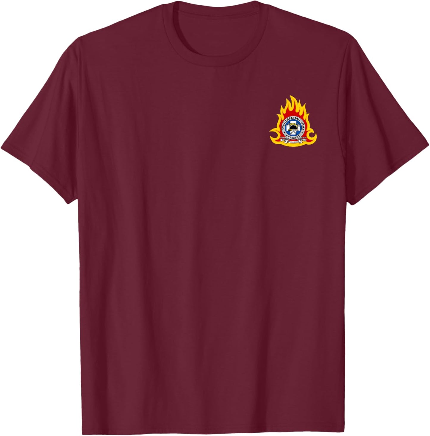 Greece Hellenic Fire Service Greek Firefighter T-Shirt - T-Shirt | Maroon