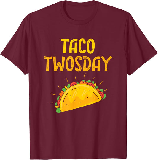 Taco Twos Day Party Taco Girl Boy 2 Year Old Taco Twosday T-Shirt - T-Shirt | Maroon