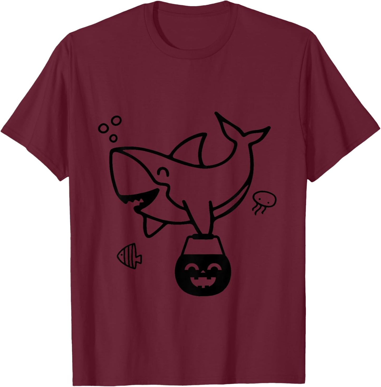 Kids Halloween Pumpkin Shark Toddler Boy Trick or Treat Baby T-Shirt - T-Shirt | Maroon