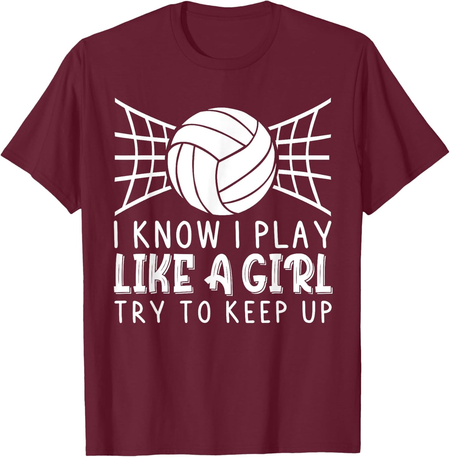 Funny Volleyball Design Girls Volleyball Player T-Shirt - T-Shirt | Maroon