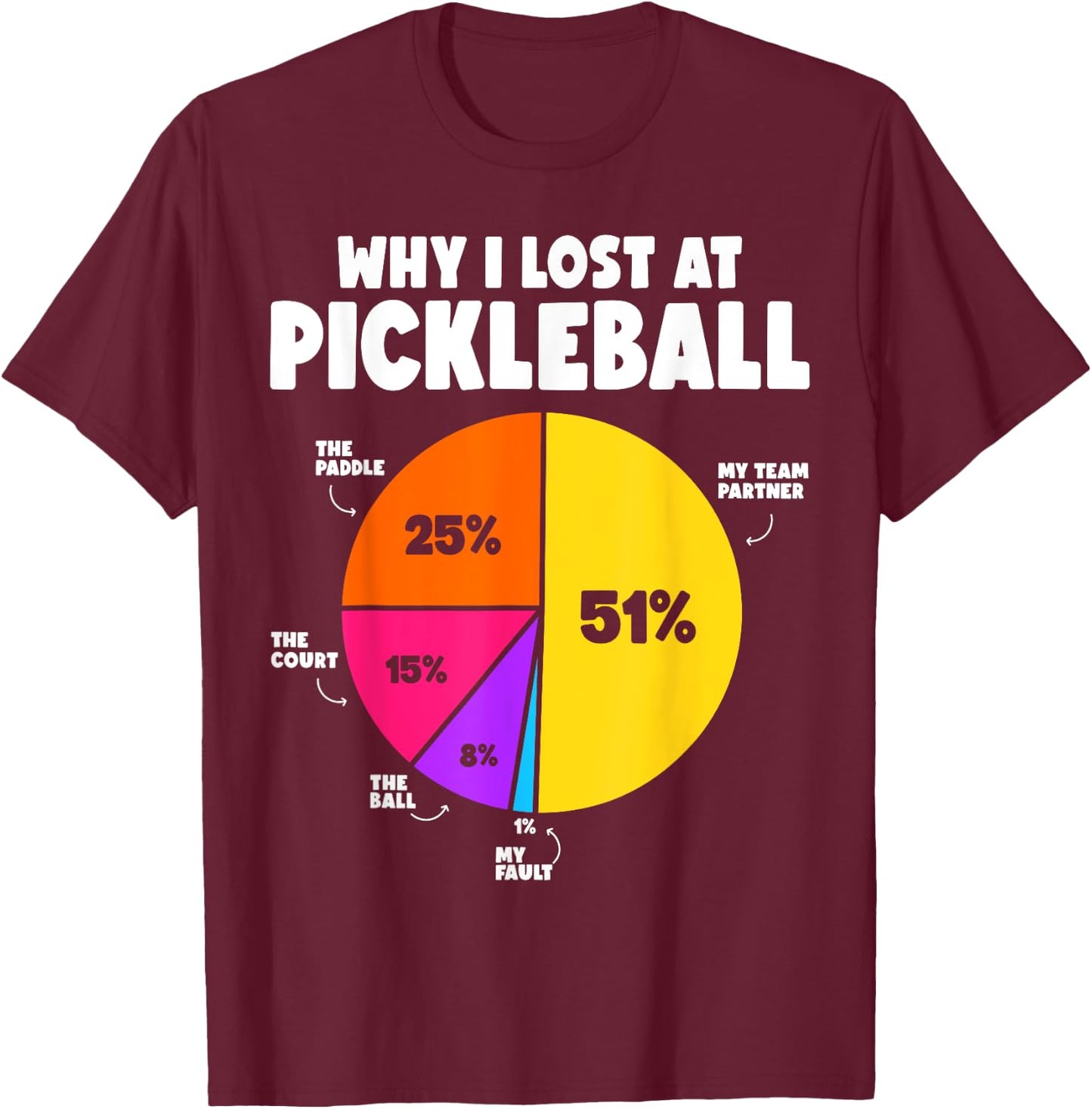 Why I Lose at Pickleball Humor Funny Pickleball Men Women T-Shirt - T-Shirt | Maroon