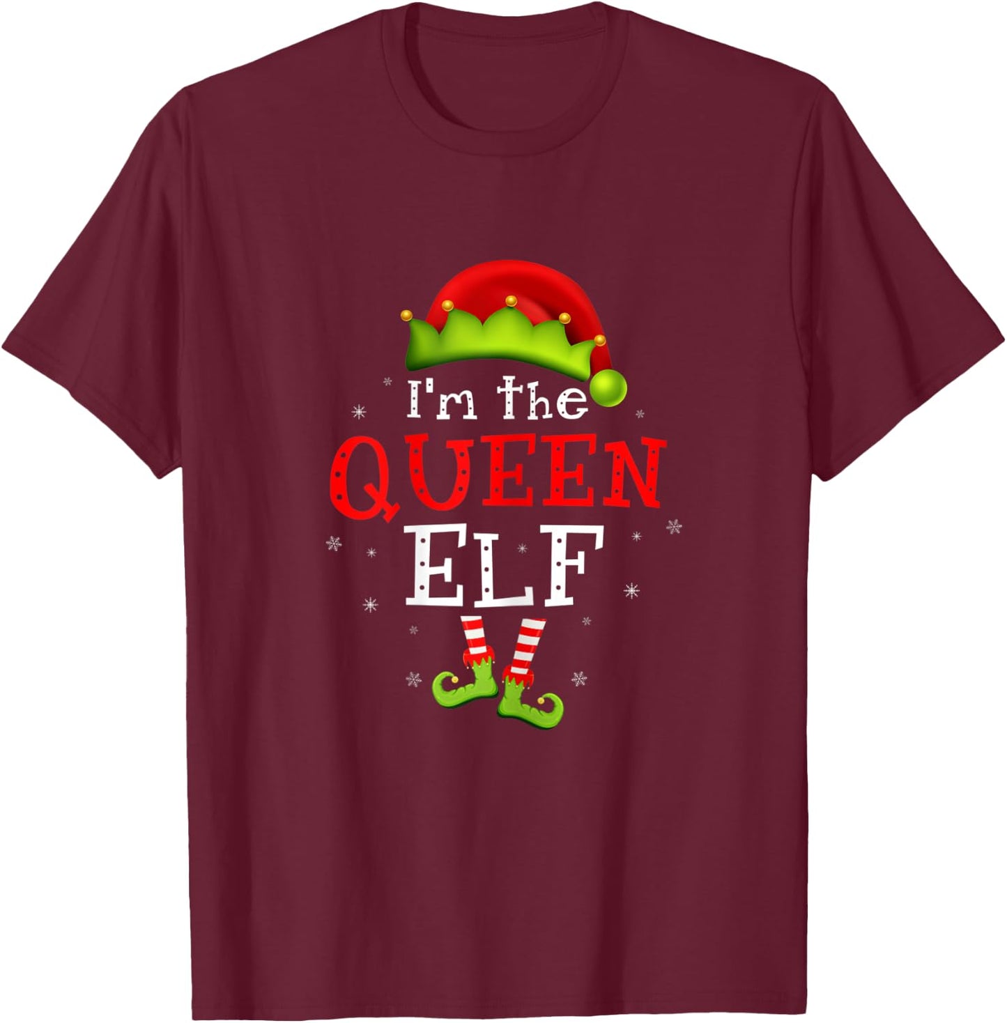 I'm the Queen Elf Funny Group Matching Christmas Pajamas T-Shirt - T-Shirt | Maroon