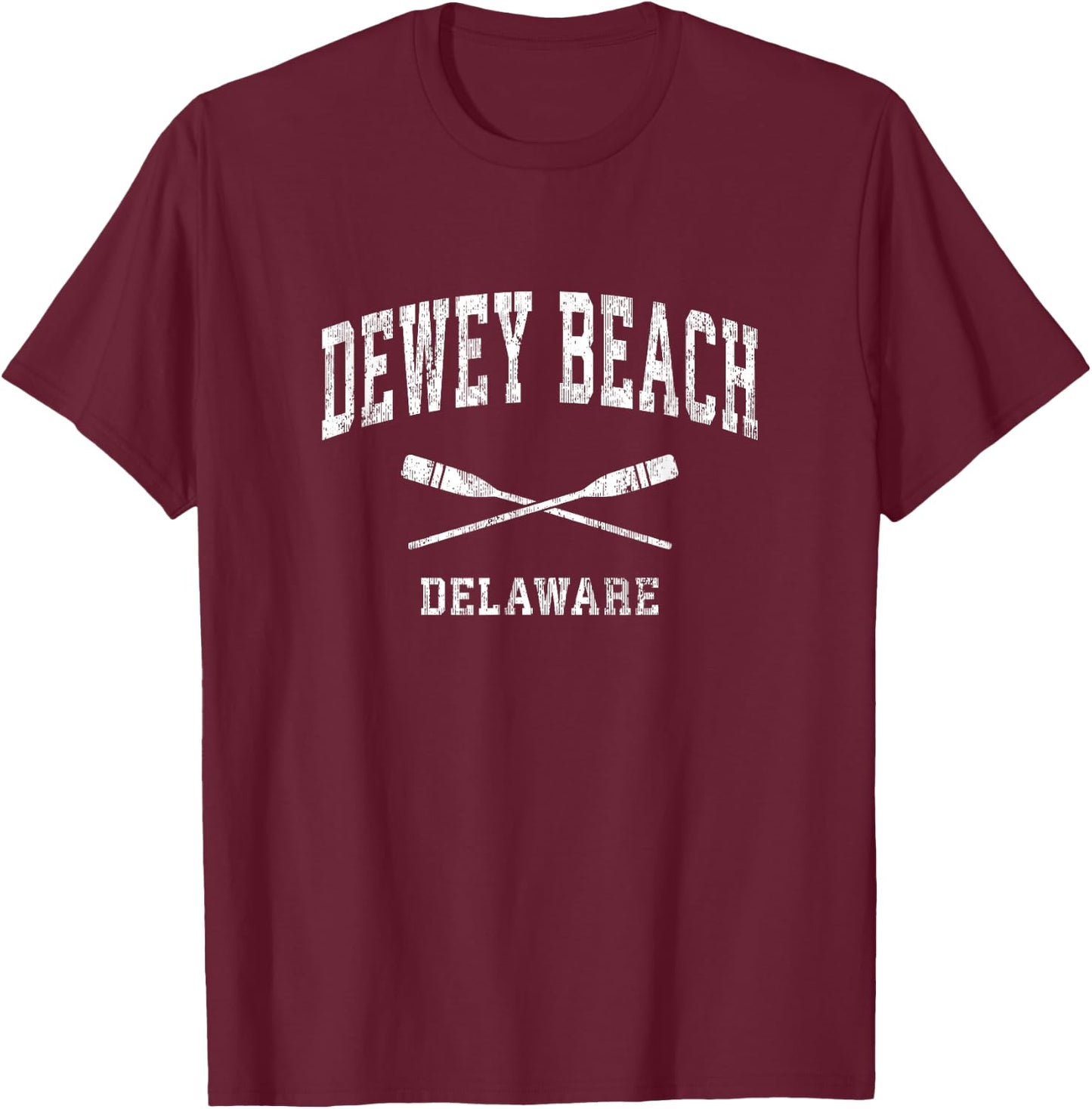 Dewey Beach Delaware Vintage Nautical Paddles Sports Oars T-Shirt - T-Shirt | Maroon