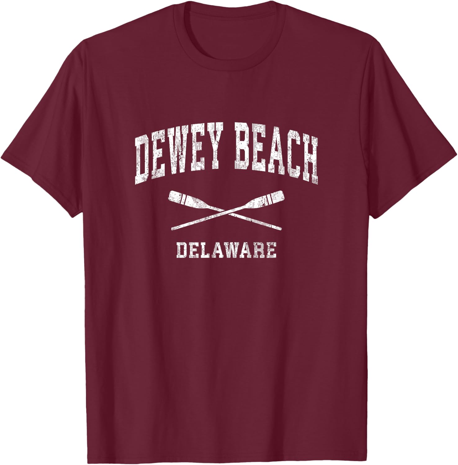 Dewey Beach Delaware Vintage Nautical Paddles Sports Oars T-Shirt - T-Shirt | Maroon