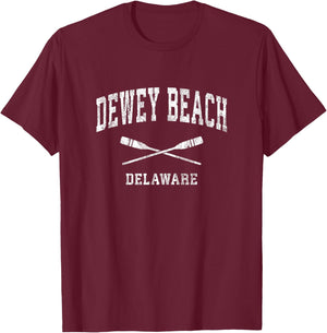 Dewey Beach Delaware Vintage Nautical Paddles Sports Oars T-Shirt - T-Shirt | Maroon