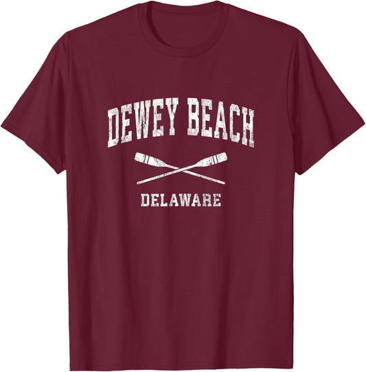 Dewey Beach Delaware Vintage Nautical Paddles Sports Oars T-Shirt - T-Shirt | Maroon