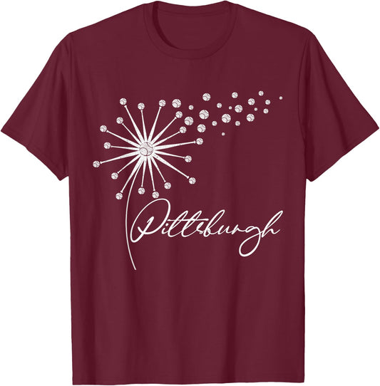 Pittsburgh Cute Baseball Dandelion I Love Pittsburgh T-Shirt - T-Shirt | Maroon