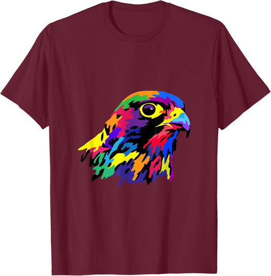 Pop Art Peregrine Falcon Hawk Falconry Bird Lover Birder T-Shirt - T-Shirt | Maroon