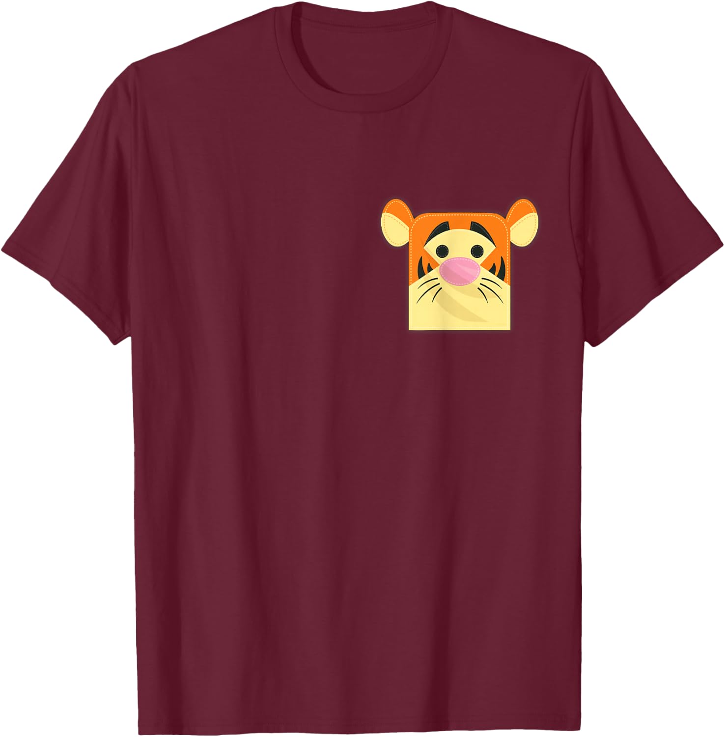 Disney Winnie The Pooh Tigger Small Block Character Pocket T-Shirt - T-Shirt | Maroon